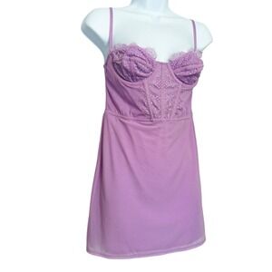 Urban Outfitters NWT Brenna Bustier Mini Dress Womens S Lavender Purple Lacy